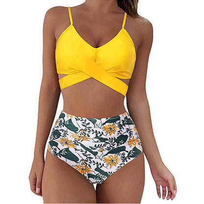 Kvinnor Sexig Soild Print Bikini Set Push Up Badkläder