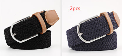 Women's Canvas Student Casual Stretch Braided Needle Buckle Belt - Youthful Confidence