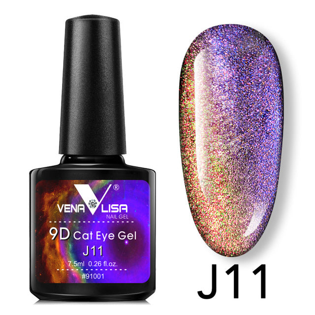 Venalisa 9D Gellack Cat Eye Magic Chameleon Gellack Nagelmanikyr Galaxy Starry Magnetic Multicolor 5ml Nagellack