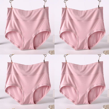 Women Underwear Soft Viscose Solid Color High Waist Panties 4pcs A Lot