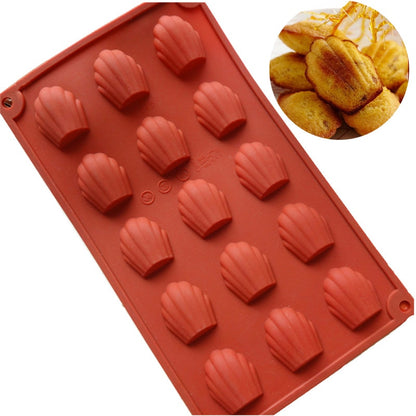 Moule à gâteau 15 coquilles, moule à gâteau en silicone