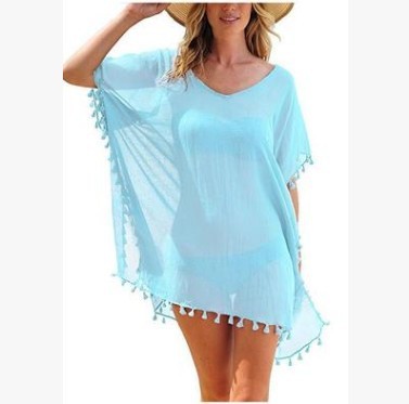 Robe ample en mousseline de soie pour femmes, tunique de plage d'été, chemise de couverture