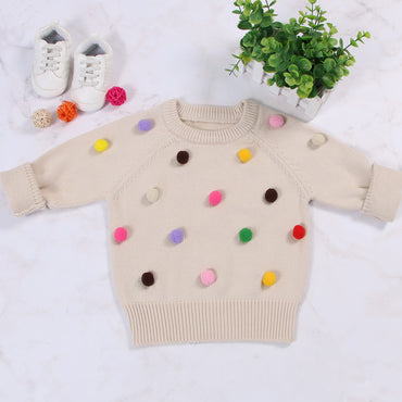 Cardigan flickor vinter Enfants tröja bollar Design Bébé stickade Cardigans Casual Enfant Pojkar Pull Laine Polaire Tjeja Tröjar