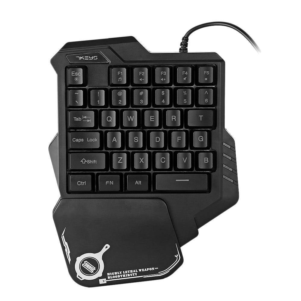 Enhands mekaniskt speltangentbord RGB bakgrundsbelyst bärbar mini-spelknappsats spelkontroll