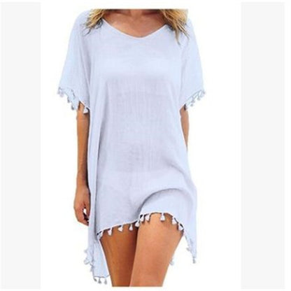 Robe ample en mousseline de soie pour femmes, tunique de plage d'été, chemise de couverture