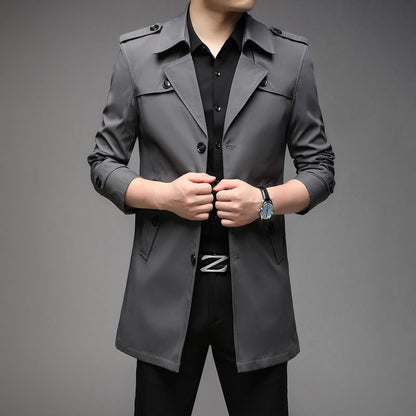 Windbreaker Mid-length Casual Jacket Slim Business Men's Suit Jacket