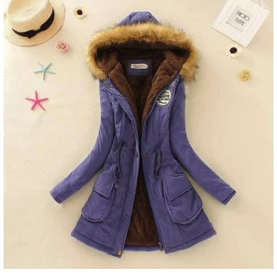 Thick Winter Jacket Women Large Size Long Section Hooded parka outerwear new fashion fur collar Slim padded cotton warm coat