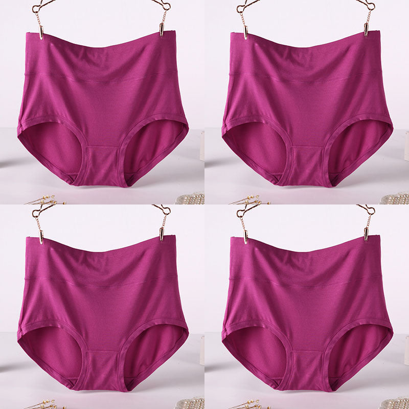 Women Underwear Soft Viscose Solid Color High Waist Panties 4pcs A Lot