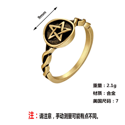 Hip-hop fashion trendy men retro rings