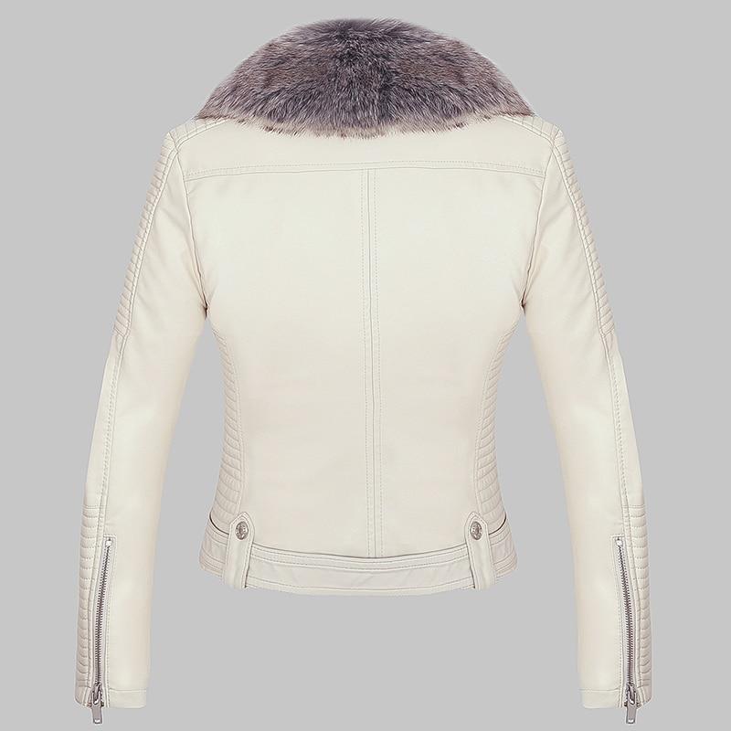 VESTE CHAUDE EN SIMILI CUIR AVEC COL FOURRURE DÉTACHABLE