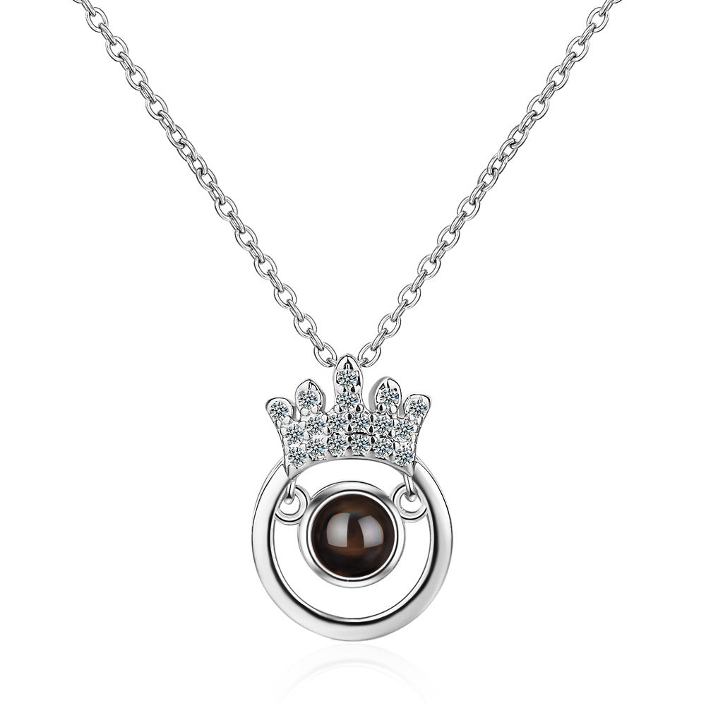 Mode 100 langues je t'aime Projection Couple pendentif rond romantique amour mémoire amoureux de mariage collier cadeaux 