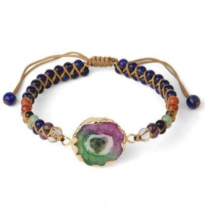 Bracelet de yoga tressé en perles de cristal naturel d'agate pour femmes