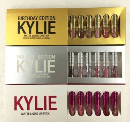 KYLIE6 color lip gloss set, 6 Kelly gold, 6 silver, red 6 lip gloss lipstick