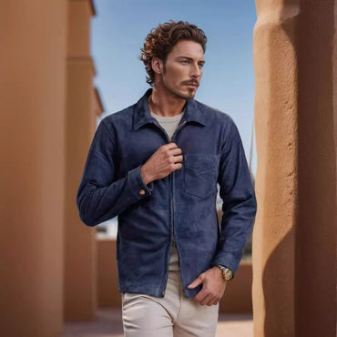 Simple Men's Suede Fabric Jacket Solid Color Fashion City