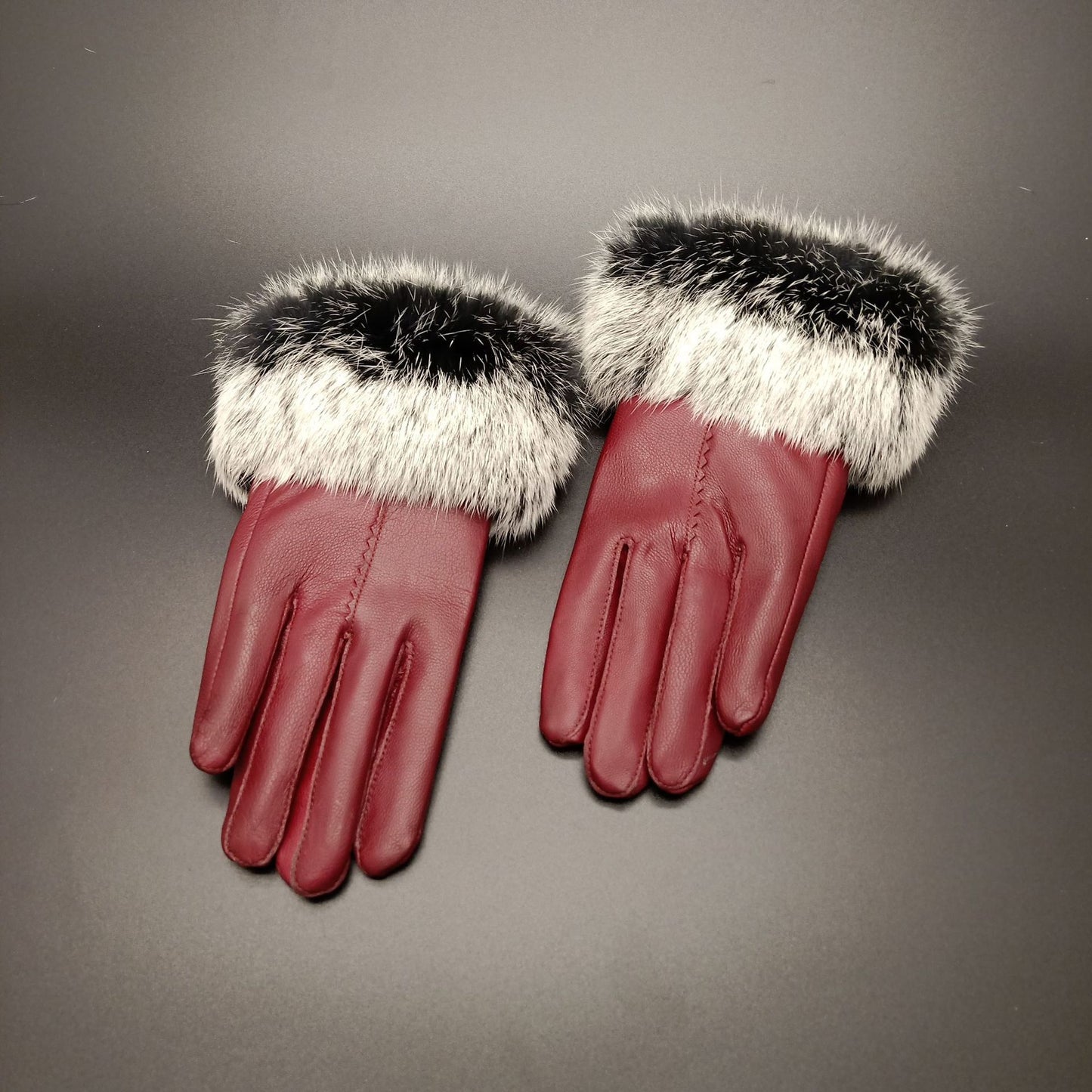 Rabbit hair mouth fashion gloves