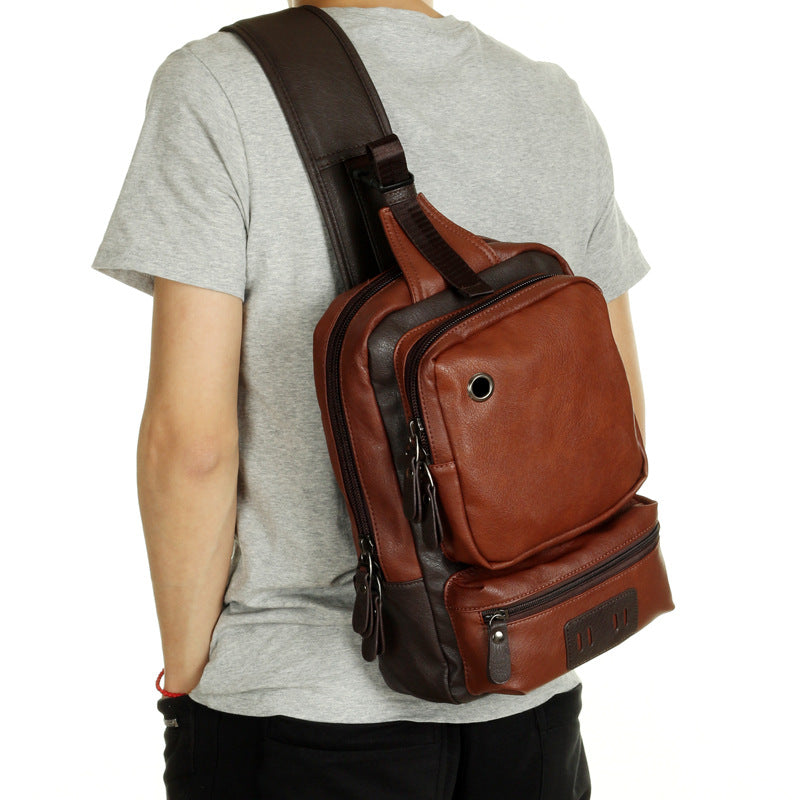 A Mo Tis sac à dos en cuir tendance du sport de plein air décontracté pour hommes coréens pour hommes sac de poitrine sacoche