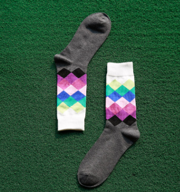 Colored diamond men's socks men's cotton socks long socks