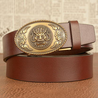 Ceinture de personnalité homme véritable peau de vache Style ethnique robinet automatique