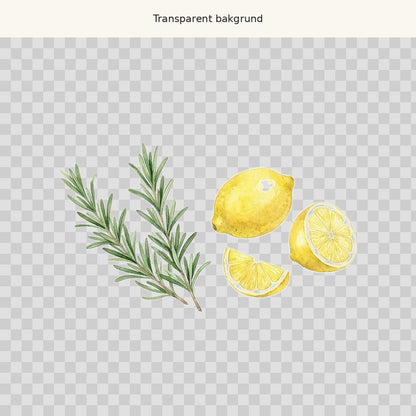 Rosmarin och citron – transparent PNG-motiv (clipart)
