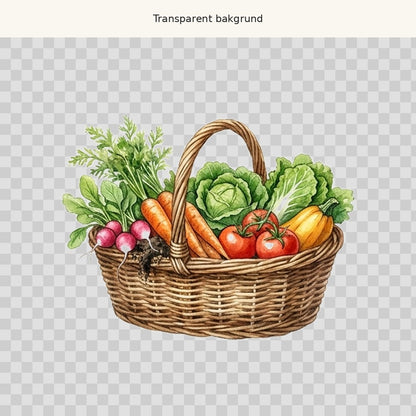 Grönsakskorg – transparent PNG-motiv (clipart)