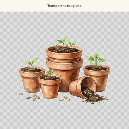 Krukor med plantor – transparent PNG-motiv (clipart)