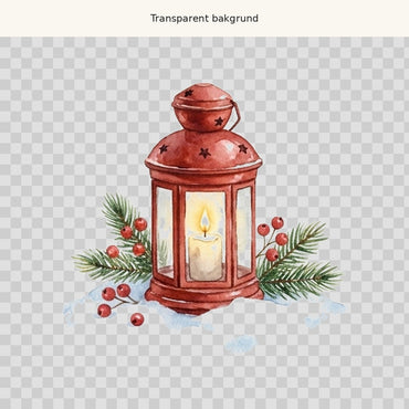Röd vinterlykta – transparent PNG-motiv (clipart)