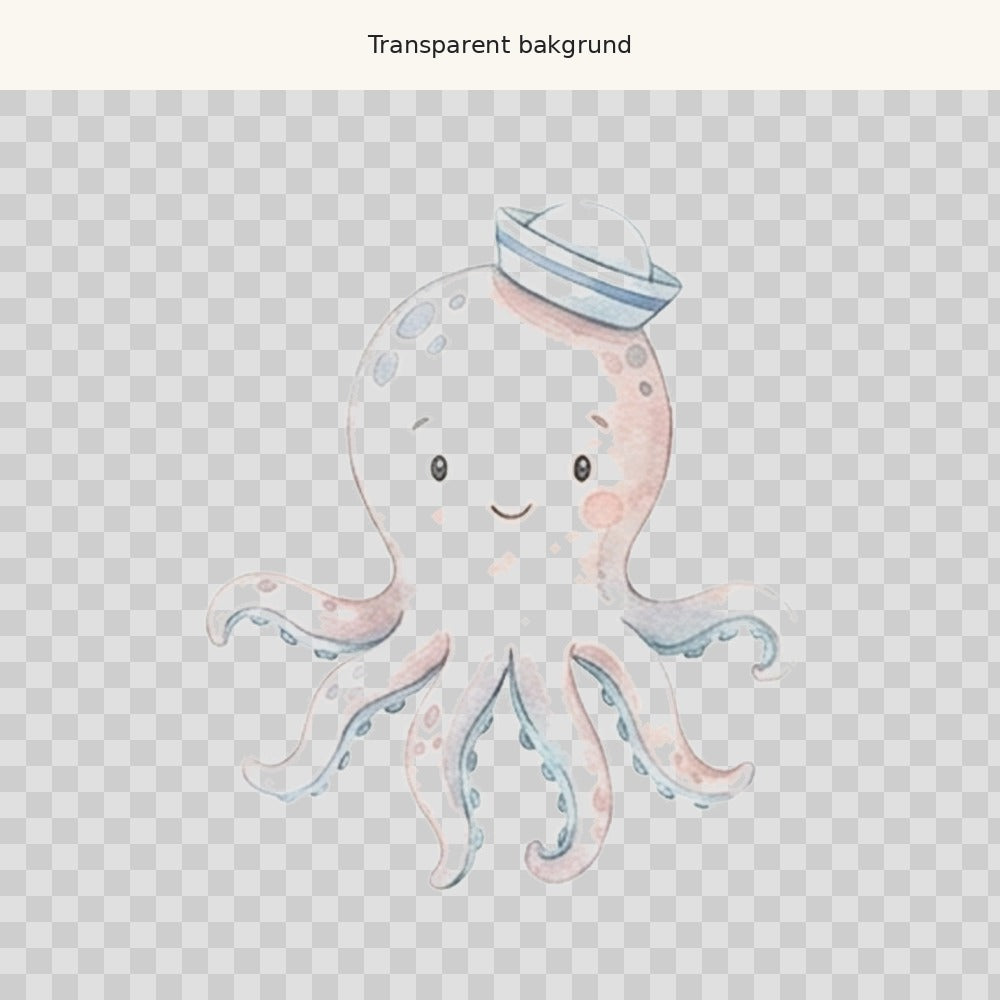 Bläckfisk med sjömansmössa – transparent PNG-motiv (clipart)