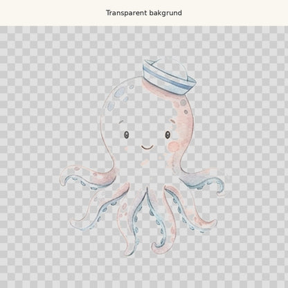 Bläckfisk med sjömansmössa – transparent PNG-motiv (clipart)