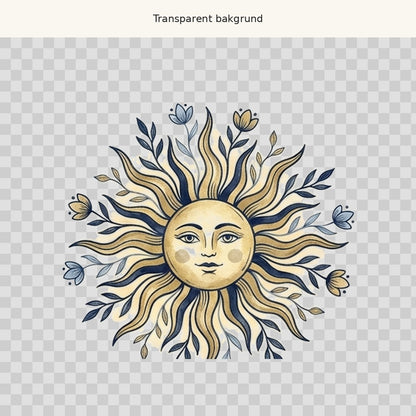 Botanisk sol – transparent PNG-motiv (clipart)