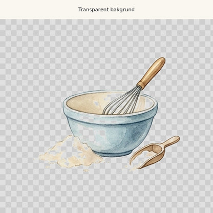 Bakskål och visp – transparent PNG-motiv (clipart)