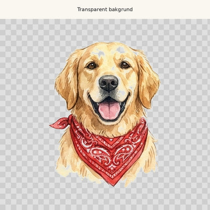 Hund med bandana – transparent PNG-motiv (clipart)