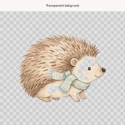 Igelkott med halsduk – transparent PNG-motiv (clipart)