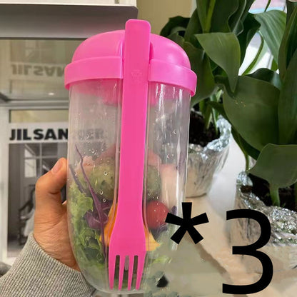 Ins Style Salad Cup With Fork And Cover Is Portable