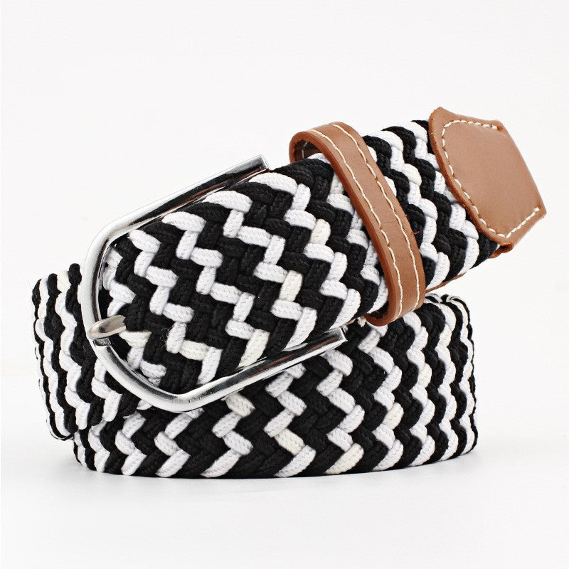 Women's Canvas Student Casual Stretch Braided Needle Buckle Belt - Youthful Confidence
