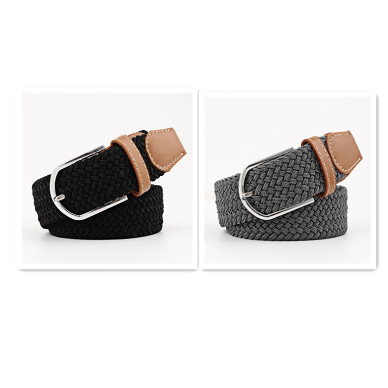Women's Canvas Student Casual Stretch Braided Needle Buckle Belt - Youthful Confidence