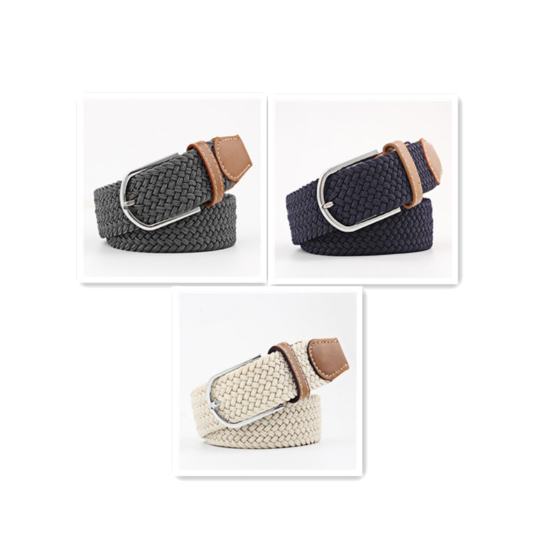Women's Canvas Student Casual Stretch Braided Needle Buckle Belt - Youthful Confidence