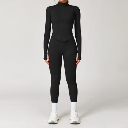 Seamless I-shaped Back-enhancing Workout Set For Women With Ribbed Waist-cinching Design