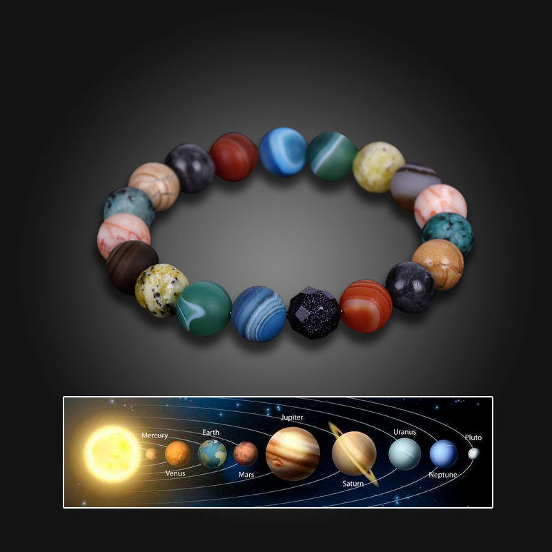 Solsystemet Åtta Sten Planet Armband Planeter Natursten Mala Pärla Strand Armband För Män Kvinnor Handgjort Universum Sol Chakra Armband Smycken