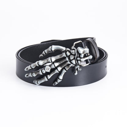 Men's Leather Belt Skull Big Head Claw Outdoor Rider - Rebellious Adventure