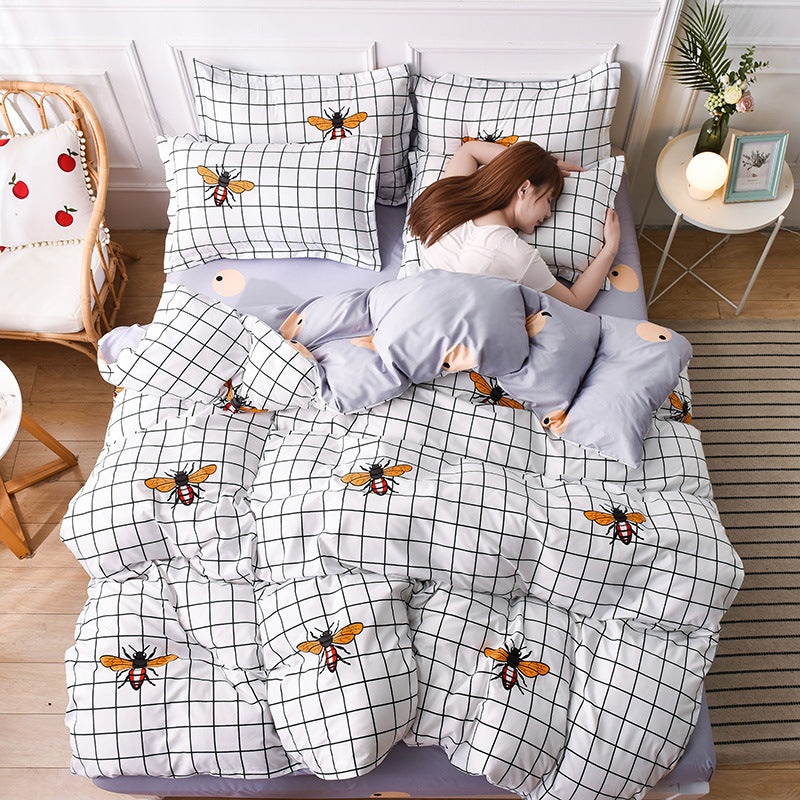 Bedding Printed Bed Four-piece Aloe Cotton Bed Sheet Type Bed Sheet Type