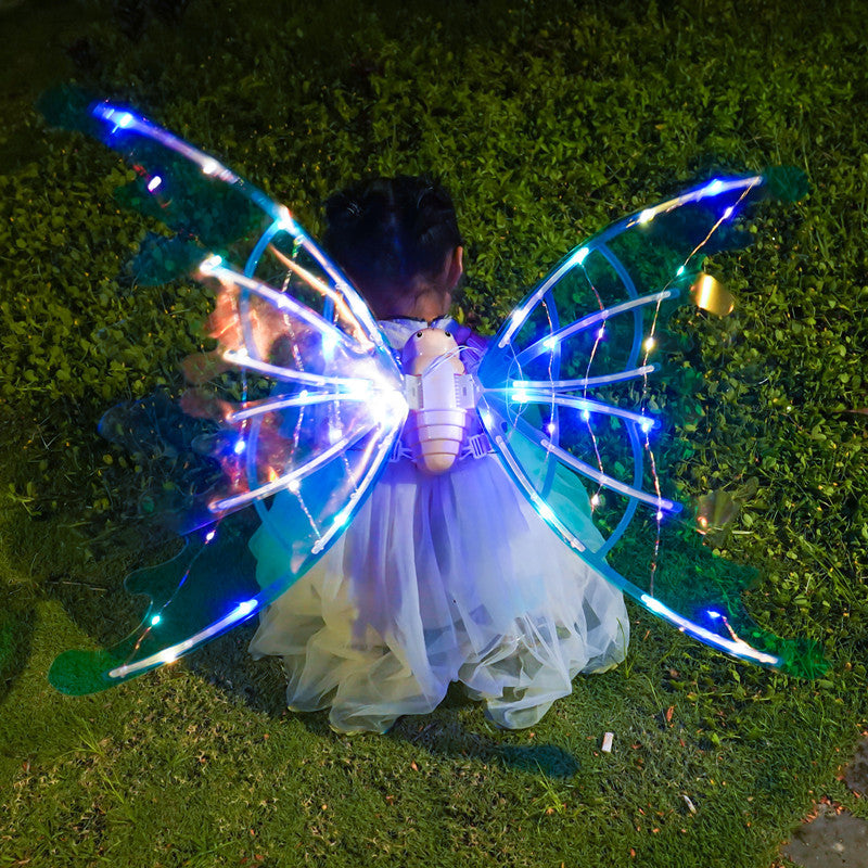 Ailes de papillon électriques pour filles, avec lumières brillantes, ailes de fée mobiles pour anniversaire, mariage, noël, Halloween