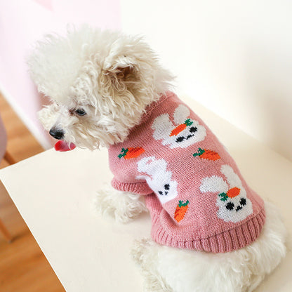 Bowknot Dog Clothes Cat Costume Hollow Knit Dog Sweater