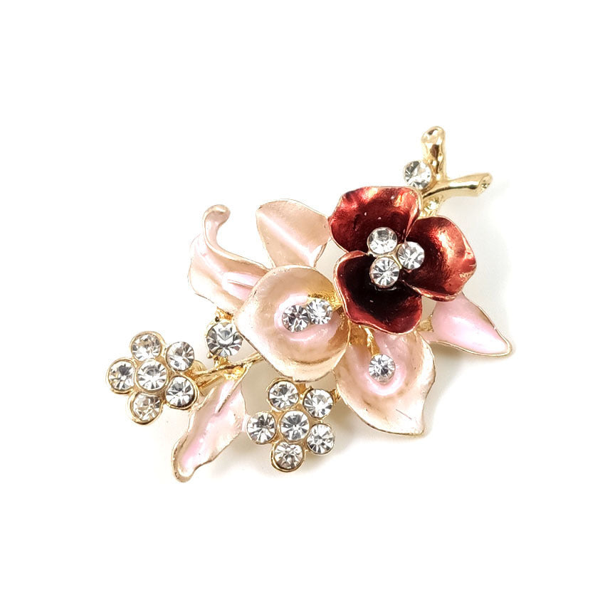 Broche de Corsage de fleur de diamant faite à la main, broche goutte à goutte d'huile, broche de collier