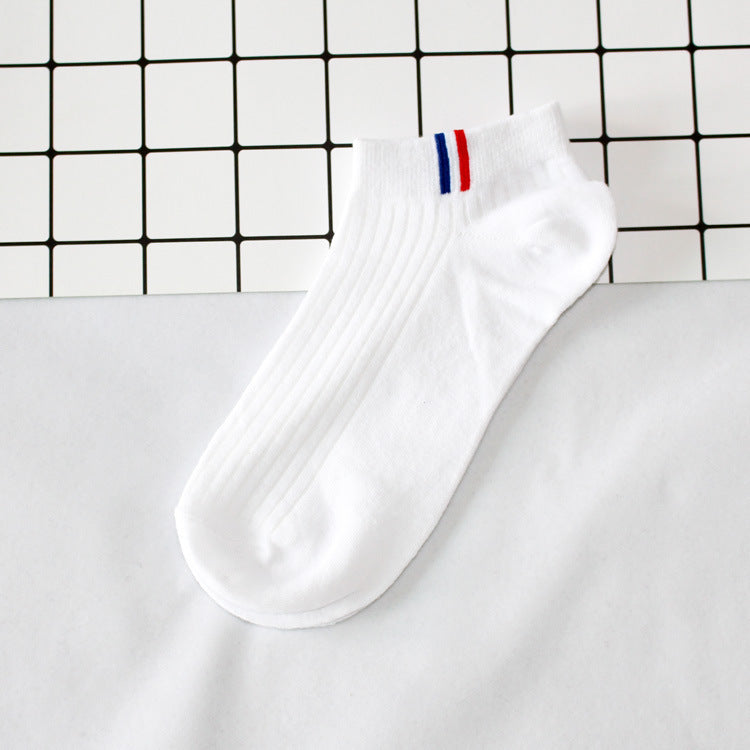 Thin Shallow Breathable And Sweat-absorbing White Cotton Socks