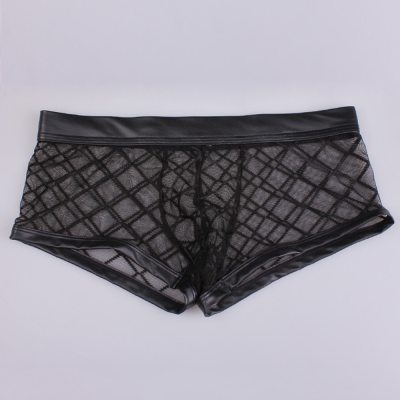 Tulle See-through Plaid Boxers For Men