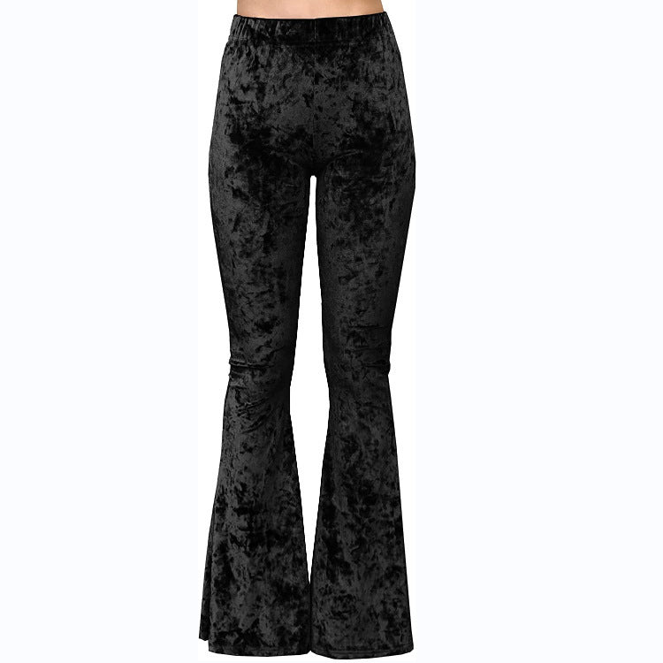 Taille haute Stretch imprimé fleuri pantalon à cloche décontracté