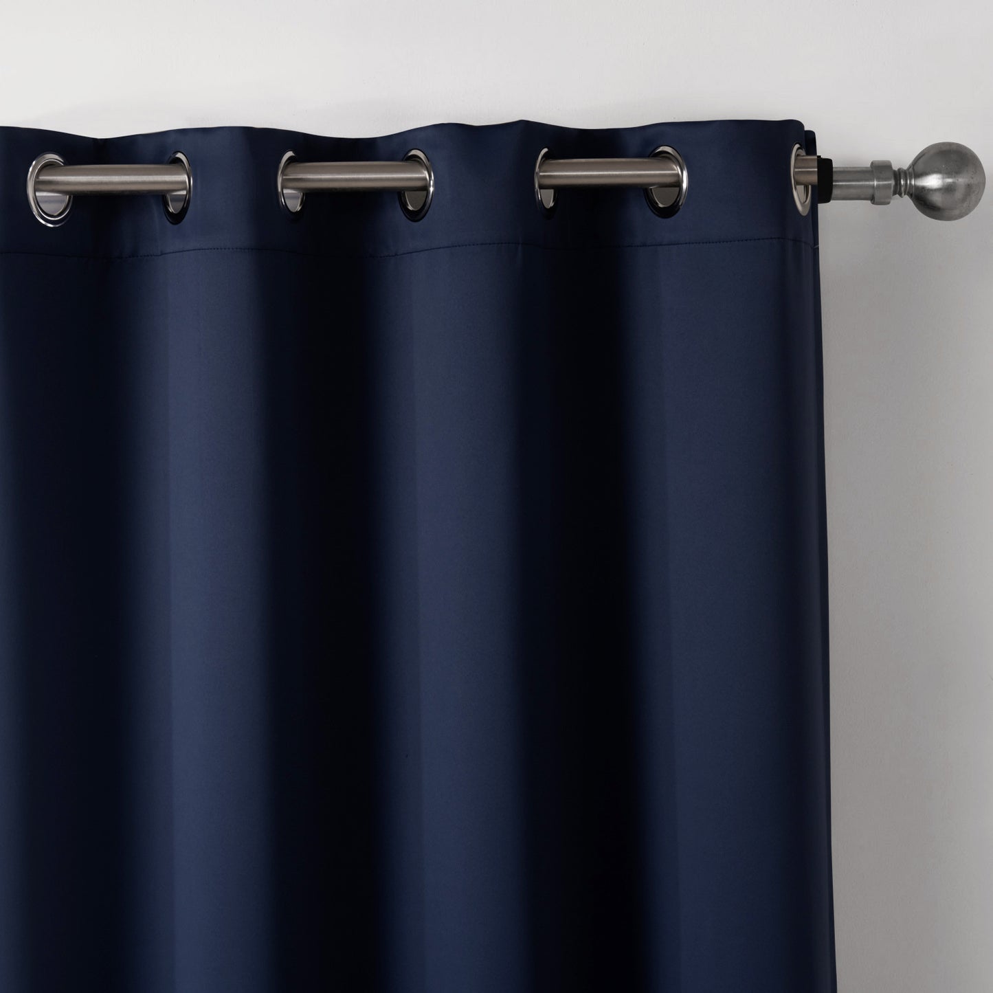 Dark Blue Bedroom Blackout Fabric Printed Curtains