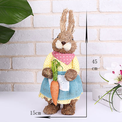 Simulation Papyrus Easter Rabbit Decoration Home Shopping Mall Garden Decoration European Fairy Tale Rabbit Decorations