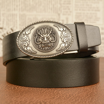 Ceinture de personnalité homme véritable peau de vache Style ethnique robinet automatique