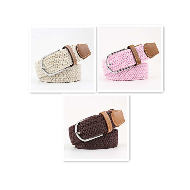 Women's Canvas Student Casual Stretch Braided Needle Buckle Belt - Youthful Confidence